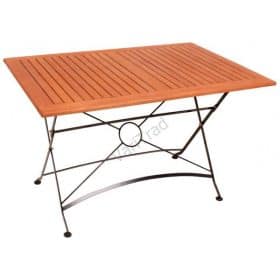 Rechthoekige tafel Eucalyptus hout met metalen frame inklapbaar
