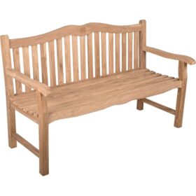 Tuinbank teak met roos in rugleuning